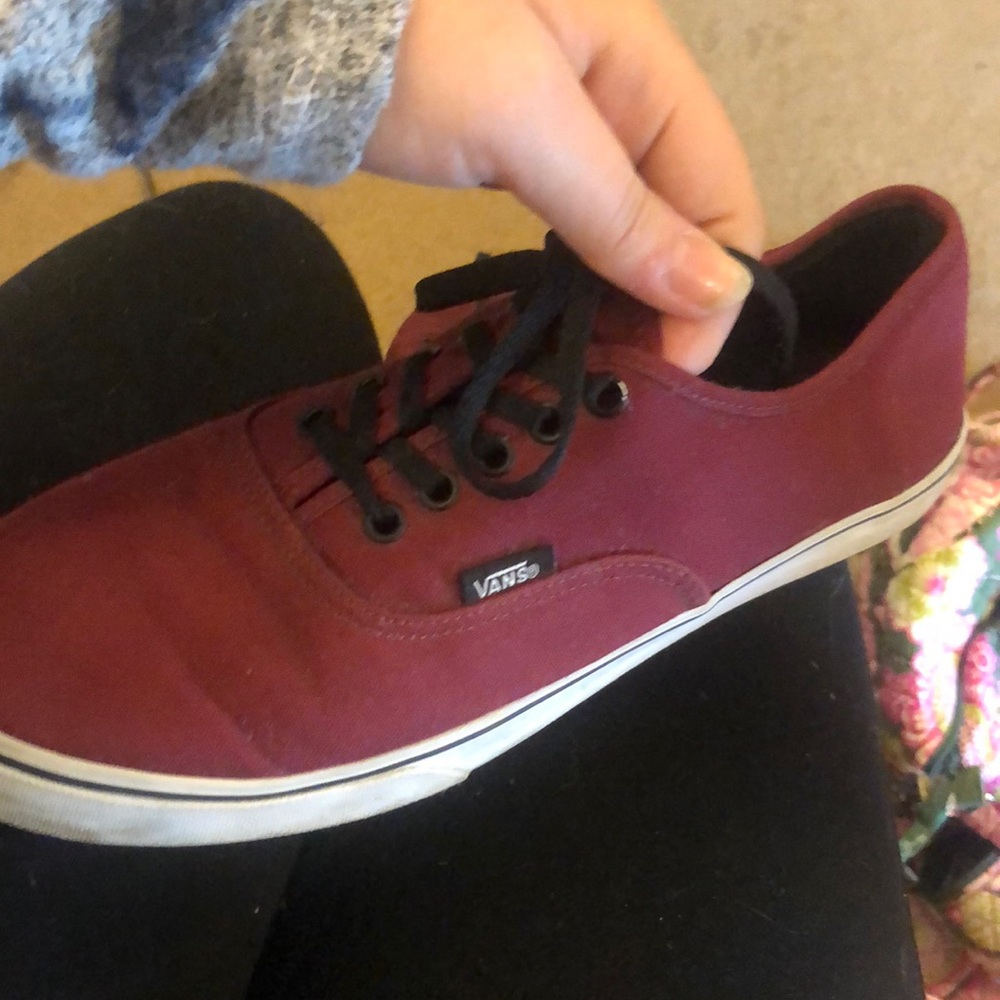 Maroon and black vans